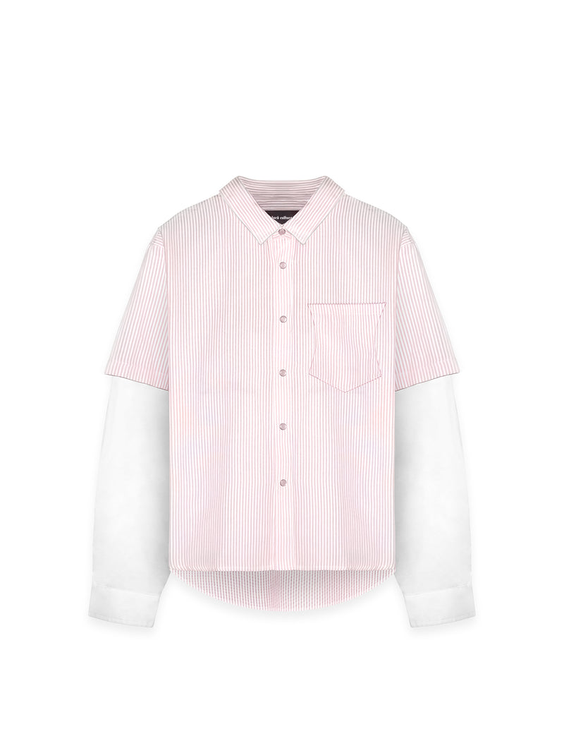 DOUBLE SLEEVE SHIRT – WHITE/PINK