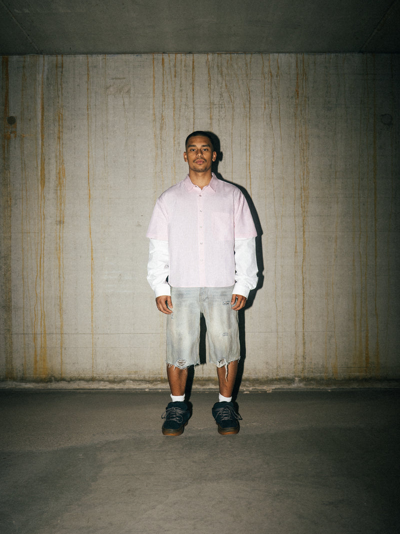 DOUBLE SLEEVE SHIRT – WHITE/PINK