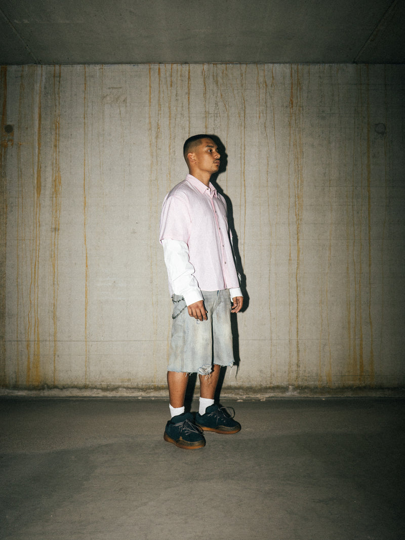 DOUBLE SLEEVE SHIRT – WHITE/PINK