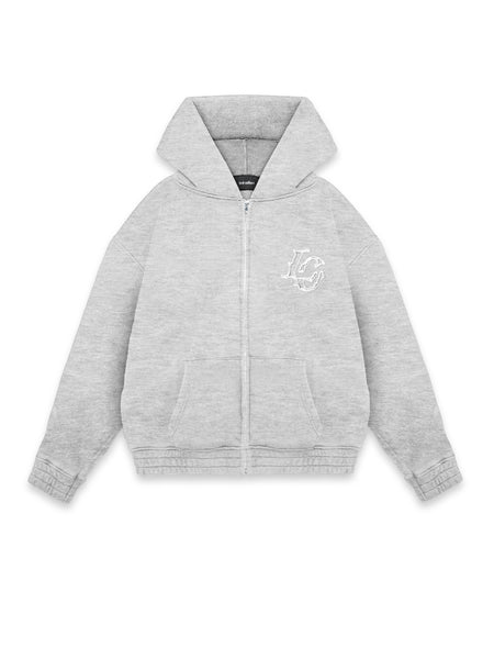 MONOGRAM ZIP-HOODIE - GRAY – LORD CULTURE
