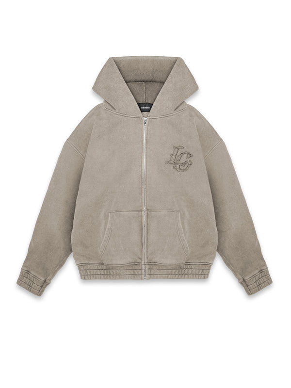 MONOGRAM ZIP-HOODIE - TAUPE