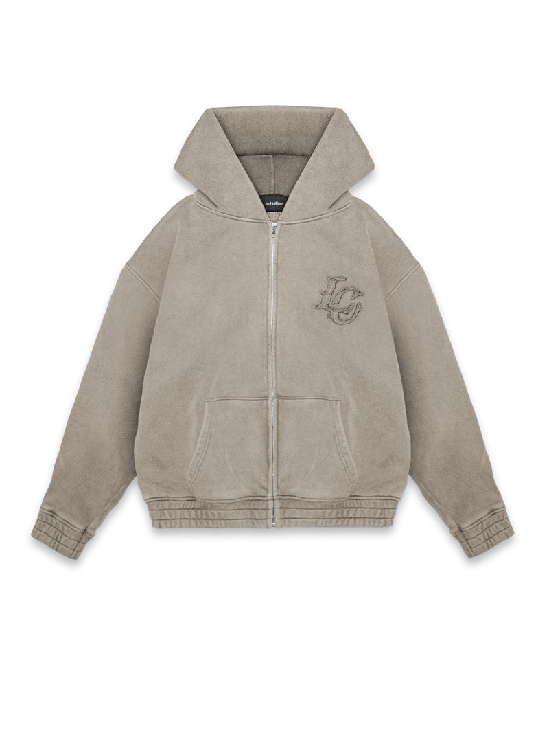 MONOGRAM ZIP-HOODIE - TAUPE